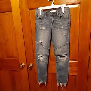 KanCan Skinny Distressed Moto Denim Ankle Jeans
